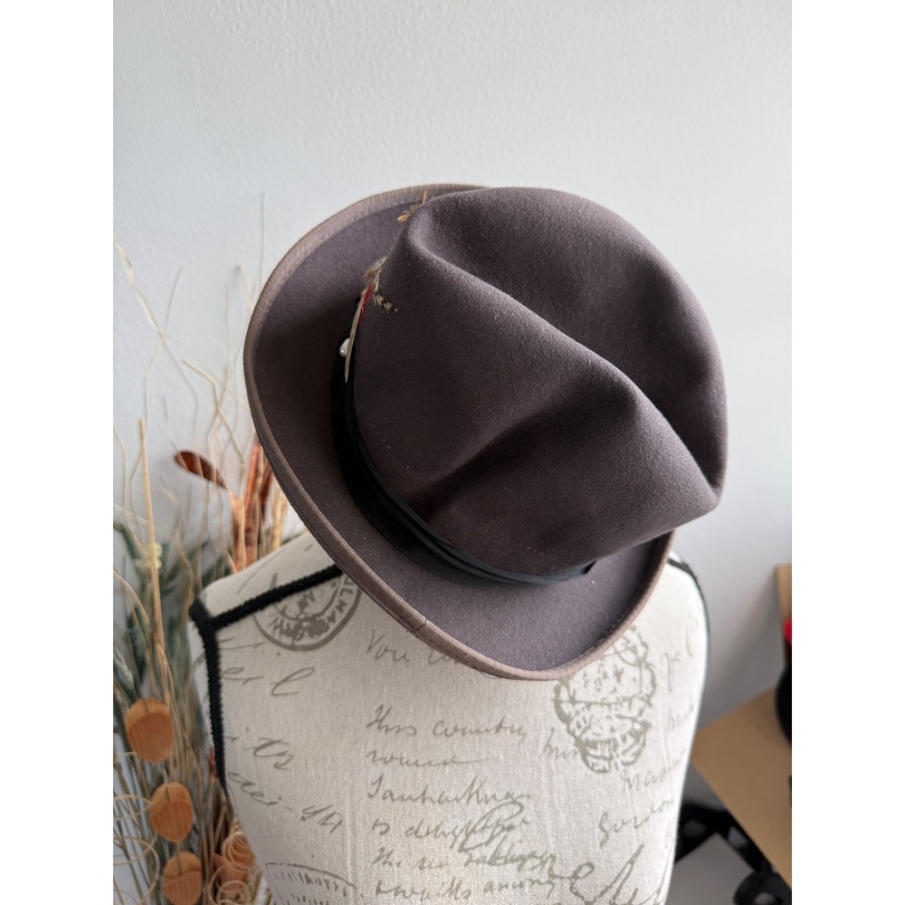 Capas Design Mens Charcoal Grey 100% Wool Fedora Hat Made in USA Size Medium